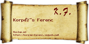 Korpás Ferenc névjegykártya