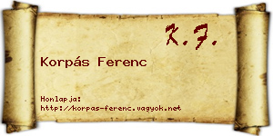 Korpás Ferenc névjegykártya