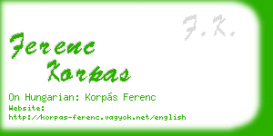 ferenc korpas business card