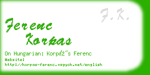 ferenc korpas business card
